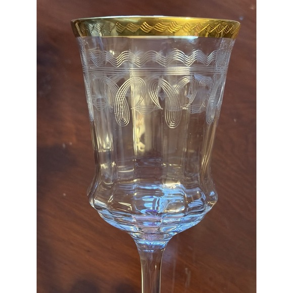 Tiffin-Franciscan Other - 3 Vintage Tiffin-Franciscan 14196-6 Wine Water Goblet Stem Glass Etched Gold Rim